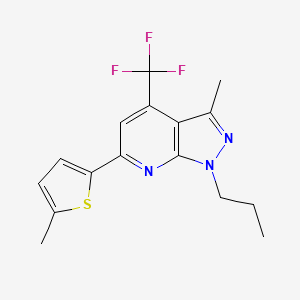 molecular formula C16H16F3N3S B4660339 3-methyl-6-(5-methyl-2-thienyl)-1-propyl-4-(trifluoromethyl)-1H-pyrazolo[3,4-b]pyridine 