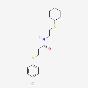 molecular formula C17H24ClNOS2 B4660429 3-(4-chlorophenyl)sulfanyl-N-(2-cyclohexylsulfanylethyl)propanamide 