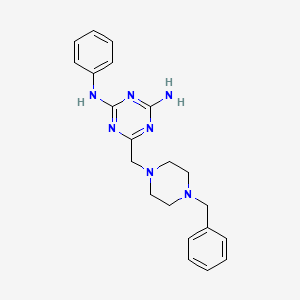 molecular formula C21H25N7 B4660492 6-[(4-benzylpiperazin-1-yl)methyl]-N-phenyl-1,3,5-triazine-2,4-diamine 