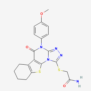 2-[[7-(4-methoxyphenyl)-8-oxo-16-thia-2,4,5,7-tetrazatetracyclo[7.7.0.02,6.010,15]hexadeca-1(9),3,5,10(15)-tetraen-3-yl]sulfanyl]acetamide