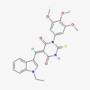 (5E)-5-[(1-ethylindol-3-yl)methylidene]-2-sulfanylidene-1-(3,4,5-trimethoxyphenyl)-1,3-diazinane-4,6-dione