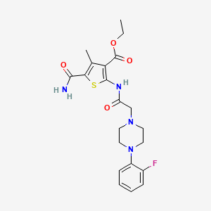 molecular formula C21H25FN4O4S B4660561 ETHYL 5-CARBAMOYL-2-{2-[4-(2-FLUOROPHENYL)PIPERAZIN-1-YL]ACETAMIDO}-4-METHYLTHIOPHENE-3-CARBOXYLATE 