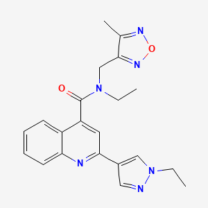 molecular formula C21H22N6O2 B4660580 N-ethyl-2-(1-ethyl-1H-pyrazol-4-yl)-N-[(4-methyl-1,2,5-oxadiazol-3-yl)methyl]-4-quinolinecarboxamide 