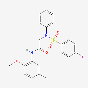 molecular formula C22H21FN2O4S B4660595 N~2~-[(4-fluorophenyl)sulfonyl]-N~1~-(2-methoxy-5-methylphenyl)-N~2~-phenylglycinamide 