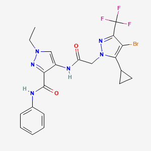 molecular formula C21H20BrF3N6O2 B4660618 4-({2-[4-BROMO-5-CYCLOPROPYL-3-(TRIFLUOROMETHYL)-1H-PYRAZOL-1-YL]ACETYL}AMINO)-1-ETHYL-N-PHENYL-1H-PYRAZOLE-3-CARBOXAMIDE 