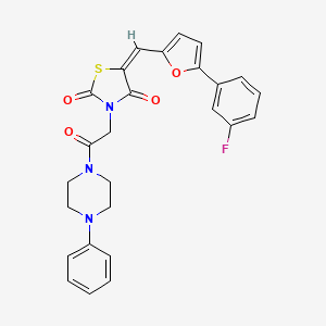 molecular formula C26H22FN3O4S B4660622 (5E)-5-{[5-(3-fluorophenyl)furan-2-yl]methylidene}-3-[2-oxo-2-(4-phenylpiperazin-1-yl)ethyl]-1,3-thiazolidine-2,4-dione 