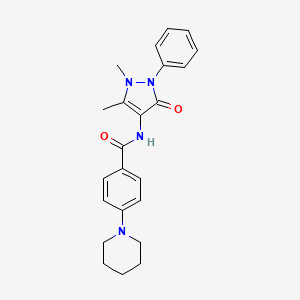 molecular formula C23H26N4O2 B4660735 N-(1,5-dimethyl-3-oxo-2-phenyl-2,3-dihydro-1H-pyrazol-4-yl)-4-(1-piperidinyl)benzamide 