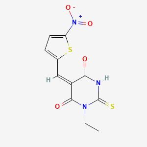 (5E)-1-ethyl-5-[(5-nitrothiophen-2-yl)methylidene]-2-sulfanylidene-1,3-diazinane-4,6-dione