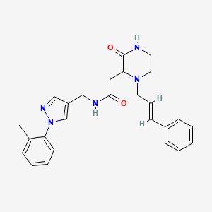 N-{[1-(2-methylphenyl)-1H-pyrazol-4-yl]methyl}-2-{3-oxo-1-[(2E)-3-phenyl-2-propen-1-yl]-2-piperazinyl}acetamide