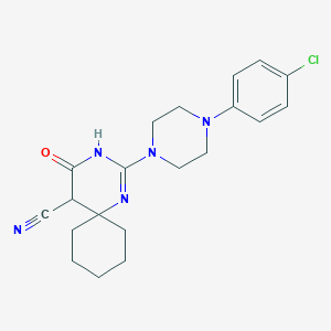 molecular formula C20H24ClN5O B4661049 2-[4-(4-chlorophenyl)-1-piperazinyl]-4-oxo-1,3-diazaspiro[5.5]undec-2-ene-5-carbonitrile 