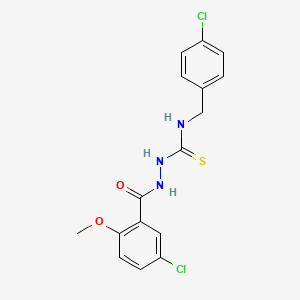 molecular formula C16H15Cl2N3O2S B4661161 N-(4-chlorobenzyl)-2-(5-chloro-2-methoxybenzoyl)hydrazinecarbothioamide 