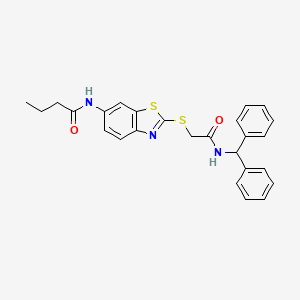 N-[2-({2-[(diphenylmethyl)amino]-2-oxoethyl}thio)-1,3-benzothiazol-6-yl]butanamide