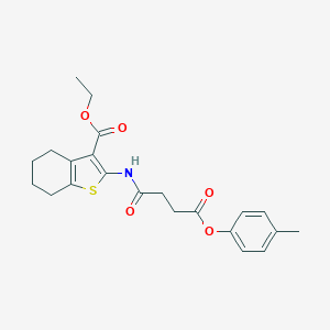 molecular formula C22H25NO5S B466127 Ethyl 2-{[4-(4-methylphenoxy)-4-oxobutanoyl]amino}-4,5,6,7-tetrahydro-1-benzothiophene-3-carboxylate CAS No. 457920-81-9