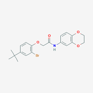 molecular formula C20H22BrNO4 B4661308 2-(2-bromo-4-tert-butylphenoxy)-N-(2,3-dihydro-1,4-benzodioxin-6-yl)acetamide 