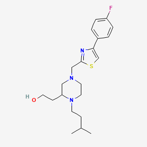 molecular formula C21H30FN3OS B4661313 2-[4-{[4-(4-fluorophenyl)-1,3-thiazol-2-yl]methyl}-1-(3-methylbutyl)-2-piperazinyl]ethanol 