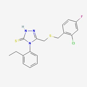 molecular formula C18H17ClFN3S2 B4661364 5-{[(2-chloro-4-fluorobenzyl)thio]methyl}-4-(2-ethylphenyl)-4H-1,2,4-triazole-3-thiol 