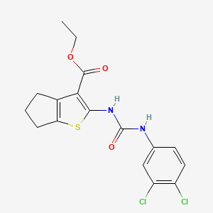 molecular formula C17H16Cl2N2O3S B4661415 ethyl 2-({[(3,4-dichlorophenyl)amino]carbonyl}amino)-5,6-dihydro-4H-cyclopenta[b]thiophene-3-carboxylate 