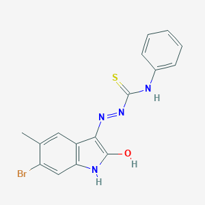 molecular formula C16H13BrN4OS B466142 6-bromo-5-methyl-1H-indole-2,3-dione 3-(N-phenylthiosemicarbazone) 