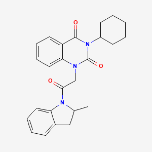 3-cyclohexyl-1-[2-(2-methyl-2,3-dihydro-1H-indol-1-yl)-2-oxoethyl]quinazoline-2,4(1H,3H)-dione