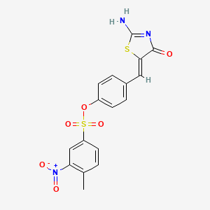 molecular formula C17H13N3O6S2 B4661477 4-[(2-imino-4-oxo-1,3-thiazolidin-5-ylidene)methyl]phenyl 4-methyl-3-nitrobenzenesulfonate 