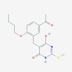 1-(4-butoxy-3-{[4,6-dihydroxy-2-(methylthio)-5-pyrimidinyl]methyl}phenyl)ethanone