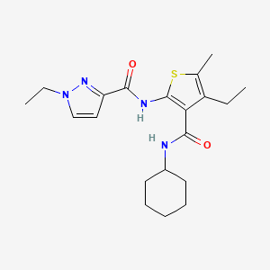 molecular formula C20H28N4O2S B4661666 N-{3-[(cyclohexylamino)carbonyl]-4-ethyl-5-methyl-2-thienyl}-1-ethyl-1H-pyrazole-3-carboxamide 