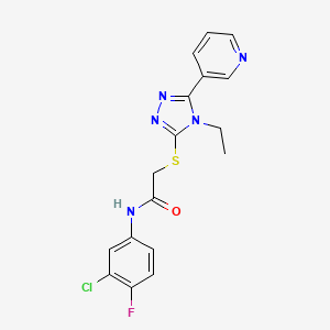 molecular formula C17H15ClFN5OS B4661670 N-(3-chloro-4-fluorophenyl)-2-{[4-ethyl-5-(3-pyridinyl)-4H-1,2,4-triazol-3-yl]thio}acetamide 