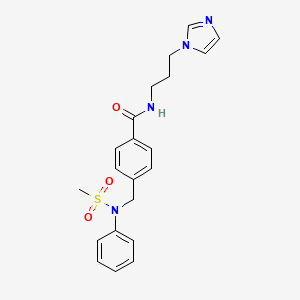 molecular formula C21H24N4O3S B4661678 N-[3-(1H-imidazol-1-yl)propyl]-4-{[(methylsulfonyl)(phenyl)amino]methyl}benzamide 