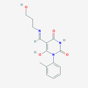 5-{[(3-hydroxypropyl)amino]methylene}-1-(2-methylphenyl)-2,4,6(1H,3H,5H)-pyrimidinetrione