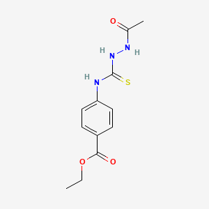 molecular formula C12H15N3O3S B4661869 ethyl 4-{[(2-acetylhydrazino)carbonothioyl]amino}benzoate 