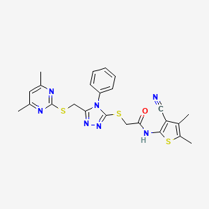 N-(3-cyano-4,5-dimethyl-2-thienyl)-2-[(5-{[(4,6-dimethyl-2-pyrimidinyl)thio]methyl}-4-phenyl-4H-1,2,4-triazol-3-yl)thio]acetamide