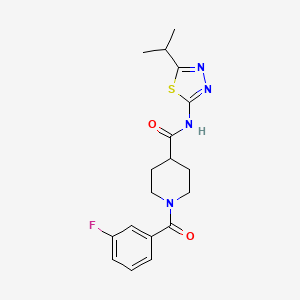 molecular formula C18H21FN4O2S B4661966 1-(3-fluorobenzoyl)-N-(5-isopropyl-1,3,4-thiadiazol-2-yl)-4-piperidinecarboxamide 