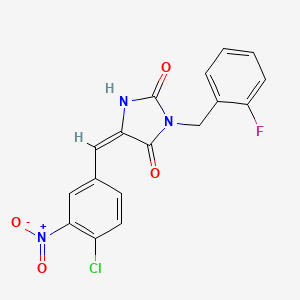 molecular formula C17H11ClFN3O4 B4662090 5-(4-chloro-3-nitrobenzylidene)-3-(2-fluorobenzyl)-2,4-imidazolidinedione 