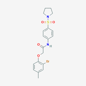 molecular formula C19H21BrN2O4S B466212 2-(2-溴-4-甲基苯氧基)-N-[4-(吡咯烷-1-磺酰基)苯基]乙酰胺 CAS No. 431909-56-7
