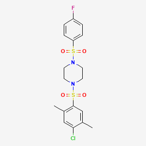 molecular formula C18H20ClFN2O4S2 B4662130 1-[(4-chloro-2,5-dimethylphenyl)sulfonyl]-4-[(4-fluorophenyl)sulfonyl]piperazine 