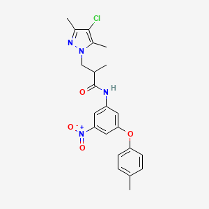 molecular formula C22H23ClN4O4 B4662299 3-(4-chloro-3,5-dimethyl-1H-pyrazol-1-yl)-2-methyl-N-[3-(4-methylphenoxy)-5-nitrophenyl]propanamide 