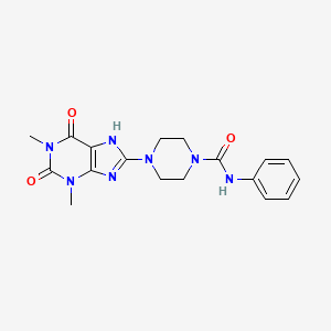 molecular formula C18H21N7O3 B4662315 4-(1,3-dimethyl-2,6-dioxo-2,3,6,7-tetrahydro-1H-purin-8-yl)-N-phenyl-1-piperazinecarboxamide 