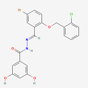 N'-{5-bromo-2-[(2-chlorobenzyl)oxy]benzylidene}-3,5-dihydroxybenzohydrazide