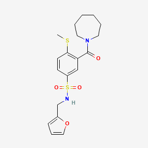 molecular formula C19H24N2O4S2 B4662358 3-(1-azepanylcarbonyl)-N-(2-furylmethyl)-4-(methylthio)benzenesulfonamide 