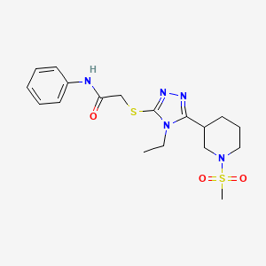 molecular formula C18H25N5O3S2 B4662359 2-({4-ethyl-5-[1-(methylsulfonyl)-3-piperidinyl]-4H-1,2,4-triazol-3-yl}thio)-N-phenylacetamide 