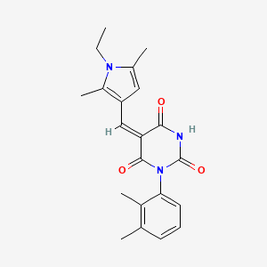 molecular formula C21H23N3O3 B4662493 1-(2,3-dimethylphenyl)-5-[(1-ethyl-2,5-dimethyl-1H-pyrrol-3-yl)methylene]-2,4,6(1H,3H,5H)-pyrimidinetrione 