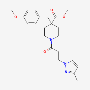 molecular formula C23H31N3O4 B4662543 ethyl 4-(4-methoxybenzyl)-1-[3-(3-methyl-1H-pyrazol-1-yl)propanoyl]-4-piperidinecarboxylate 