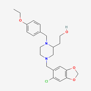 molecular formula C23H29ClN2O4 B4662552 2-[4-[(6-chloro-1,3-benzodioxol-5-yl)methyl]-1-(4-ethoxybenzyl)-2-piperazinyl]ethanol 