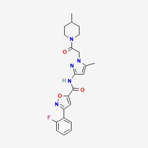 3-(2-fluorophenyl)-N-{5-methyl-1-[2-(4-methylpiperidin-1-yl)-2-oxoethyl]-1H-pyrazol-3-yl}-1,2-oxazole-5-carboxamide