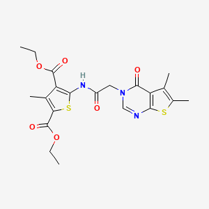 molecular formula C21H23N3O6S2 B4662618 diethyl 5-{[(5,6-dimethyl-4-oxothieno[2,3-d]pyrimidin-3(4H)-yl)acetyl]amino}-3-methyl-2,4-thiophenedicarboxylate 