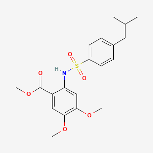 molecular formula C20H25NO6S B4662628 methyl 2-{[(4-isobutylphenyl)sulfonyl]amino}-4,5-dimethoxybenzoate 