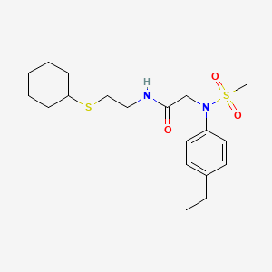 molecular formula C19H30N2O3S2 B4662756 N~1~-[2-(cyclohexylthio)ethyl]-N~2~-(4-ethylphenyl)-N~2~-(methylsulfonyl)glycinamide 