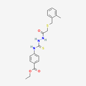 molecular formula C20H23N3O3S2 B4662820 ethyl 4-{[(2-{[(2-methylbenzyl)thio]acetyl}hydrazino)carbonothioyl]amino}benzoate 