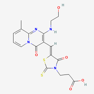 molecular formula C18H18N4O5S2 B4662824 3-[5-({2-[(2-hydroxyethyl)amino]-9-methyl-4-oxo-4H-pyrido[1,2-a]pyrimidin-3-yl}methylene)-4-oxo-2-thioxo-1,3-thiazolidin-3-yl]propanoic acid 