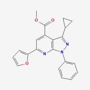 molecular formula C21H17N3O3 B4662896 methyl 3-cyclopropyl-6-(2-furyl)-1-phenyl-1H-pyrazolo[3,4-b]pyridine-4-carboxylate 